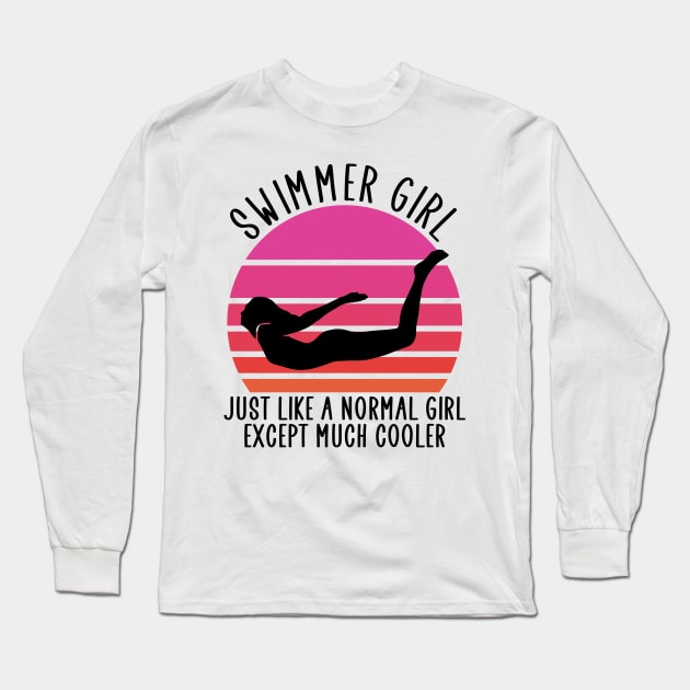 swimming girl Long Sleeve T-Shirt by Jabinga